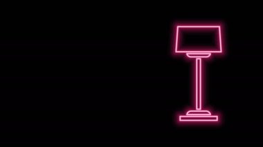 Parlayan neon hattı yer lambası simgesi siyah arkaplanda izole edildi. 4K Video hareketli grafik canlandırması