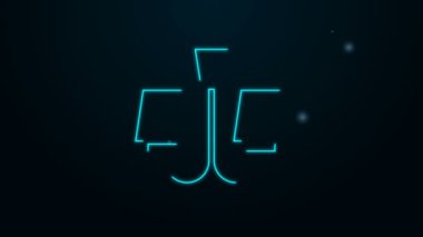 Parlayan neon hattı Chandelier simgesi siyah arkaplanda izole edildi. 4K Video hareketli grafik canlandırması