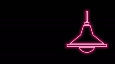 Parlayan neon hattı Chandelier simgesi siyah arkaplanda izole edildi. 4K Video hareketli grafik canlandırması