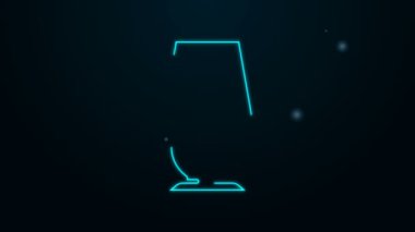 Parlayan neon çizgisi masa lambası simgesi siyah arkaplanda izole edildi. Masa lambası. 4K Video hareketli grafik canlandırması
