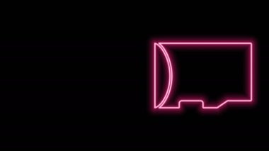 Parlayan neon hattı Mikro SD hafıza kartı simgesi siyah arkaplanda izole edildi. 4K Video hareketli grafik canlandırması