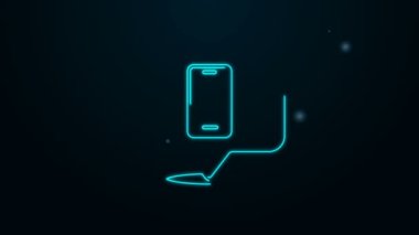 Parlayan neon hattı telefon servis ikonu siyah arkaplanda izole edildi. Ayarlama, servis, ayar, bakım, onarım, onarım. 4K Video hareketli grafik canlandırması