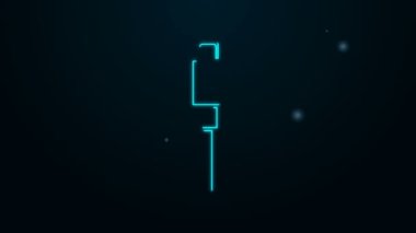 Parlayan neon hattı USB kablo ikonu siyah arkaplanda izole edildi. PC ve mobil cihazlar için bağlantı ve soketler. 4K Video hareketli grafik canlandırması