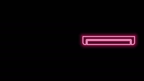 Parlayan neon hattı. Siyah zemin üzerinde izole edilmiş uzun ışıltılı floresan enerji tasarrufu ikonu. 4K Video hareketli grafik canlandırması — Stok video
