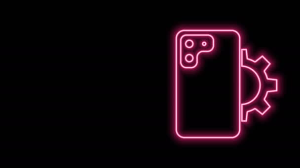 Glowing neon line Smartphone, mobile phone icon isolated on black background.  4K Video motion graphic animation — Stock Video © vectorvalera@  #439556774