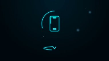 Parlayan neon hattı telefon servis ikonu siyah arkaplanda izole edildi. Ayarlama, servis, ayar, bakım, onarım, onarım. 4K Video hareketli grafik canlandırması