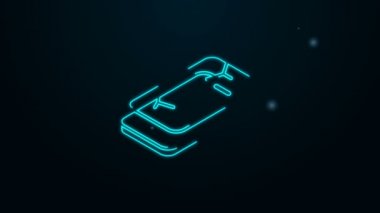 Siyah zemin üzerinde izole edilmiş kırık ekran simgesi olan parlak neon hattı Smartphone. Parçalanmış telefon ekranı simgesi. 4K Video hareketli grafik canlandırması