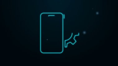Parlayan neon hattı telefon servis ikonu siyah arkaplanda izole edildi. Ayarlama, servis, ayar, bakım, onarım, onarım. 4K Video hareketli grafik canlandırması