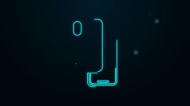 Parlayan neon hattı Smartphone, siyah arkaplanda izole edilmiş cep telefonu simgesi. 4K Video hareketli grafik canlandırması