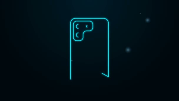Siyah zemin üzerinde izole edilmiş kırık ekran simgesi olan parlak neon hattı Smartphone. Parçalanmış telefon ekranı simgesi. 4K Video hareketli grafik canlandırması — Stok video