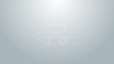 Mavi çizgi Puro simgesi gri arkaplanda izole edildi. 4K Video hareketli grafik canlandırması