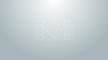 Mavi çizgi Meksika halısı ikonu gri arka planda izole edilmiş. 4K Video hareketli grafik canlandırması