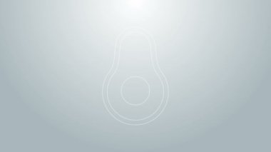 Mavi çizgi Avokado meyve ikonu gri arkaplanda izole edildi. 4K Video hareketli grafik canlandırması