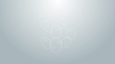 Mavi çizgi Kaktüs simgesi gri arkaplanda izole edildi. 4K Video hareketli grafik canlandırması