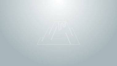 Mavi çizgi volkan patlaması, gri arkaplanda izole edilmiş lav ikonu. 4K Video hareketli grafik canlandırması