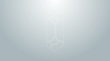 Mavi çizgi Burrito simgesi gri arkaplanda izole edildi. Geleneksel Meksika fast food 'u. 4K Video hareketli grafik canlandırması