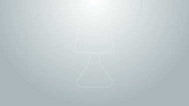 Mavi çizgi masa lambası simgesi gri arkaplanda izole edildi. Masa lambası. 4K Video hareketli grafik canlandırması