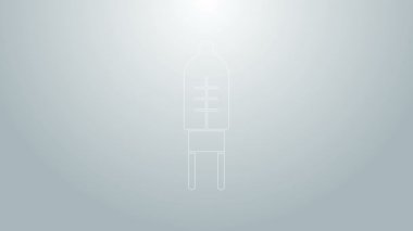 Mavi çizgi Işık, gri arkaplanda izole edilmiş diyot simgesi yayıyor. Yarı iletken diyot elektrik bileşeni. 4K Video hareketli grafik canlandırması