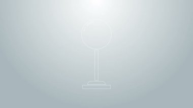 Mavi çizgi zemin lambası simgesi gri arkaplanda izole edildi. 4K Video hareketli grafik canlandırması