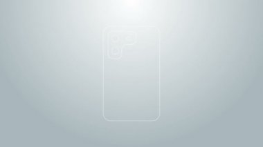 Mavi çizgi Akıllı Telefon, gri arkaplanda izole edilmiş cep telefonu simgesi. 4K Video hareketli grafik canlandırması