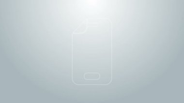 Gri arkaplanda izole edilmiş akıllı telefon simgesi için mavi çizgi cam ekran koruyucusu. Cam için koruyucu film. Cep telefonu için şeffaf yumuşak cam. 4K Video hareketli grafik canlandırması