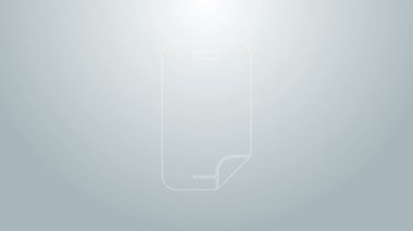 Gri arkaplanda izole edilmiş akıllı telefon simgesi için mavi çizgi cam ekran koruyucusu. Cam için koruyucu film. Cep telefonu için şeffaf yumuşak cam. 4K Video hareketli grafik canlandırması