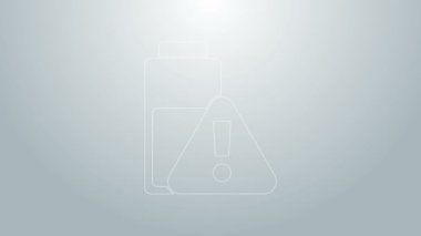 Mavi hat akıllı telefon şarj ikonu gri arka planda izole edildi. Şarjı az bir telefon. 4K Video hareketli grafik canlandırması