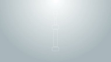 Mavi çizgi tornavida simgesi gri arkaplanda izole edildi. Servis aracı sembolü. 4K Video hareketli grafik canlandırması