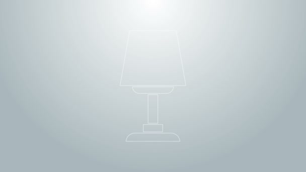 블루 라인 테이블 램프 아이콘은 회색 배경에서 분리되었습니다. 데크 램프. 4K 비디오 모션 그래픽 애니메이션 — 비디오