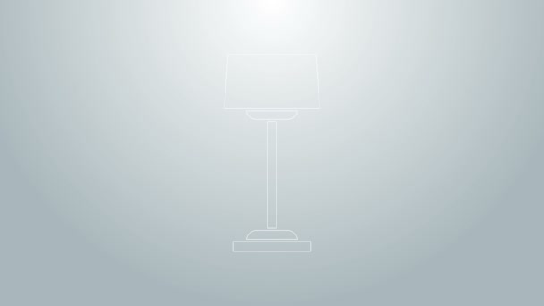 Línea azul Icono de lámpara de pie aislado sobre fondo gris. Animación gráfica de vídeo 4K — Vídeo de stock