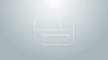 Mavi çizgi havlu yığını simgesi gri arkaplanda izole edildi. 4K Video hareketli grafik canlandırması