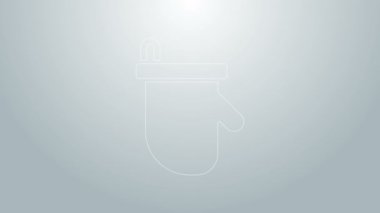 Mavi çizgi sauna eldiveni simgesi gri arkaplanda izole edildi. Kaplıca eldiveni. 4K Video hareketli grafik canlandırması