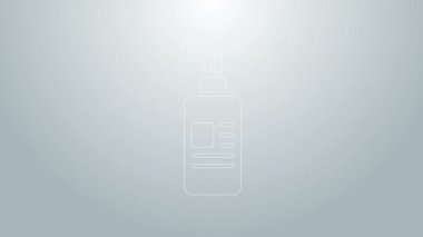 Mavi çizgi krem ya da gri arkaplanda izole edilmiş losyon kozmetik tüp ikonu. Kadınlar için vücut bakım ürünleri. 4K Video hareketli grafik canlandırması