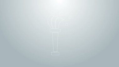 Mavi çizgi Aspergillum simgesi gri arkaplanda izole edildi. 4K Video hareketli grafik canlandırması