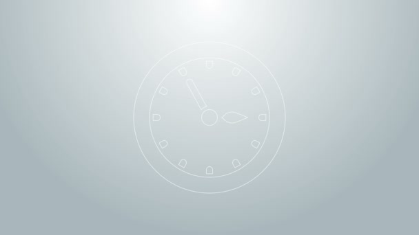 Modrá čára Sauna hodiny ikona izolované na šedém pozadí. Časovač sauny. Grafická animace pohybu videa 4K — Stock video