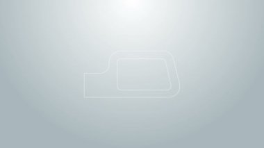 Mavi çizgi araba aynası ikonu gri arkaplanda izole edildi. 4K Video hareketli grafik canlandırması