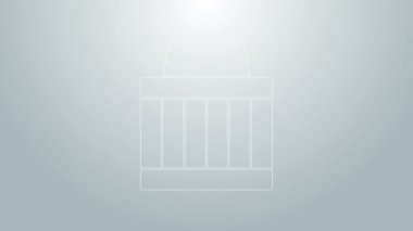 Mavi çizgi Araba Hava Filtresi simgesi gri arkaplanda izole edildi. Otomobil tamir hizmeti sembolü. 4K Video hareketli grafik canlandırması