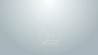 Mavi çizgili araç koltuğu simgesi gri arkaplanda izole edildi. Araba koltuğu. 4K Video hareketli grafik canlandırması