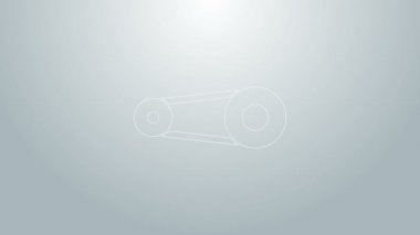 Mavi çizgili zamanlama kemeri simgesi gri arkaplanda izole edildi. 4K Video hareketli grafik canlandırması