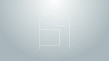 Motor makine yağı ikonu için mavi hat kutusu gri arka planda izole edildi. Benzin bidonu. Yağ değiştirme ve onarım servisi. Motor yağı işareti. 4K Video hareketli grafik canlandırması