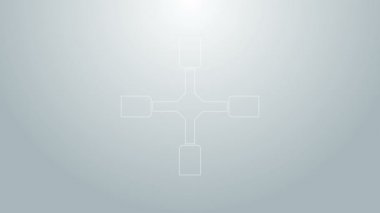 Mavi çizgili İngiliz anahtarı simgesi gri arkaplanda izole edilmiş. Tekerlek desteği. 4K Video hareketli grafik canlandırması