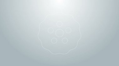 Mavi çizgi dişli simgesi gri arkaplanda izole edildi. Çarklı teçhizat ayarları. İşçi sembolü. 4K Video hareketli grafik canlandırması