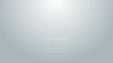 Mavi çizgi boks eldiveni simgesi gri arkaplanda izole edildi. 4K Video hareketli grafik canlandırması