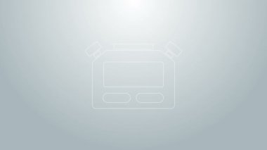 Mavi çizgi Stopwatch simgesi gri arkaplanda izole edildi. Zaman göstergesi. Kronometre işareti. 4K Video hareketli grafik canlandırması