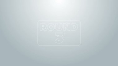 Mavi çizgi boks yüzüğü simgesi gri arkaplanda izole edildi. 4K Video hareketli grafik canlandırması