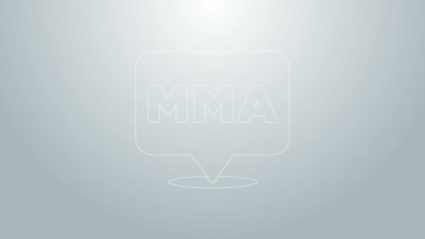 Linea blu Fight club icona MMA isolato su sfondo grigio. Arti marziali miste. Animazione grafica 4K Video motion — Video Stock