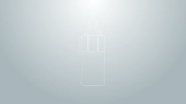 Mavi çizgi Kum Torbası simgesi gri arkaplanda izole edildi. 4K Video hareketli grafik canlandırması