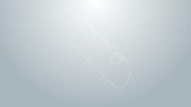 Mavi çizgili Fransız ekmeği simgesi gri arkaplanda izole edilmiş. 4K Video hareketli grafik canlandırması
