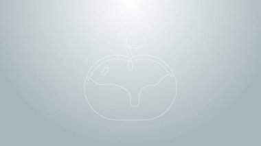 Mavi çizgi Apple 'ın karamel simgesi gri arka planda izole edildi. 4K Video hareketli grafik canlandırması