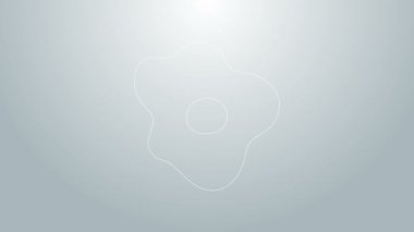 Mavi çizgi çırpılmış yumurta simgesi gri arkaplanda izole edilmiş. Ev yemeği, sahanda yumurta, sağlıklı kahvaltı, omlet ikonu. 4K Video hareketli grafik canlandırması